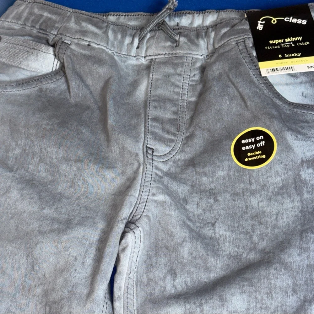 Jogger Fit Jeans Boys Faded distressed Stretch Gray Sz 8‎ Husky Art Class New